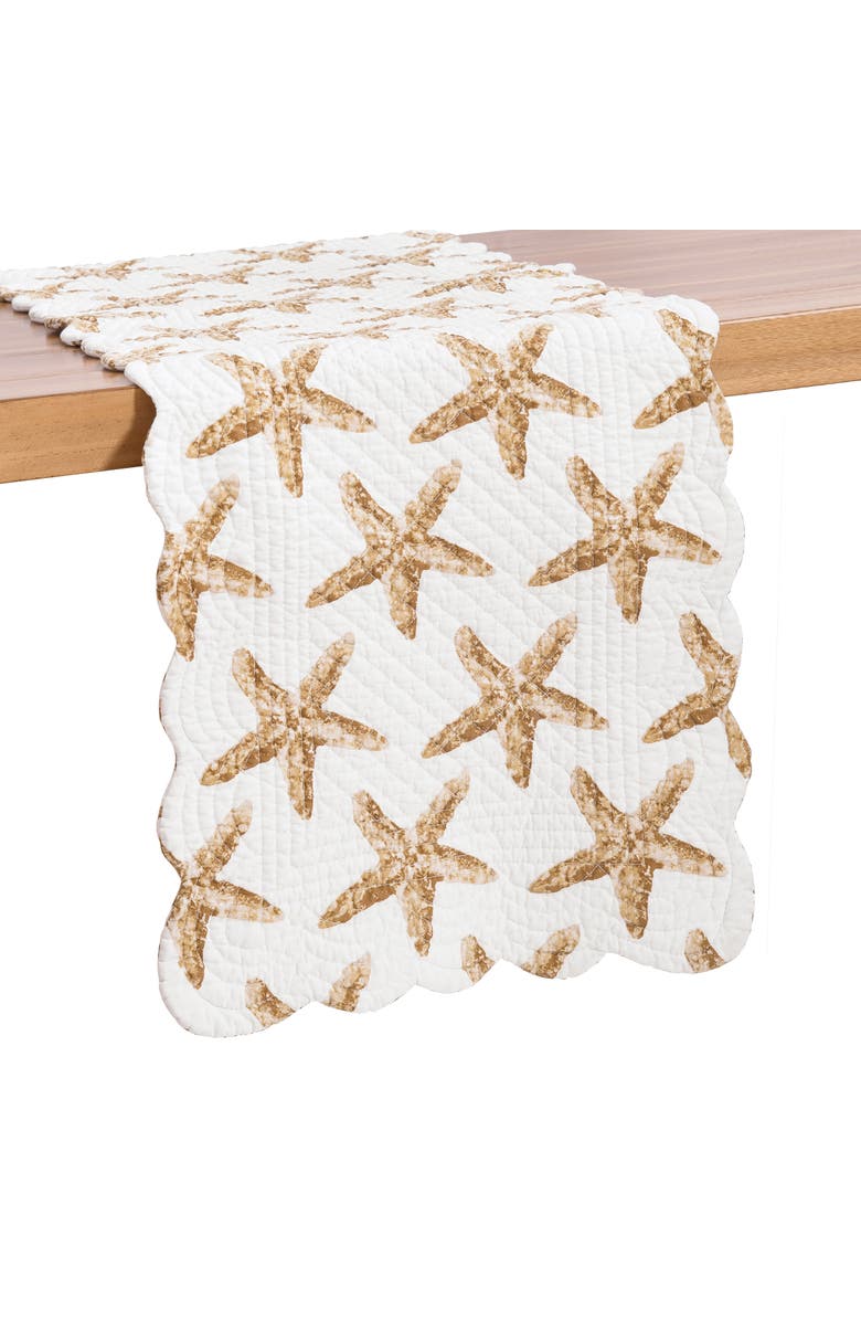 C&F Home Sandbridge Stars Dining Table Runner, Alternate, color, White