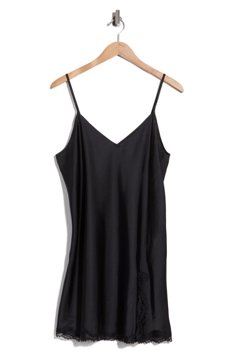 Satin Chemise, Main, color, BLACK