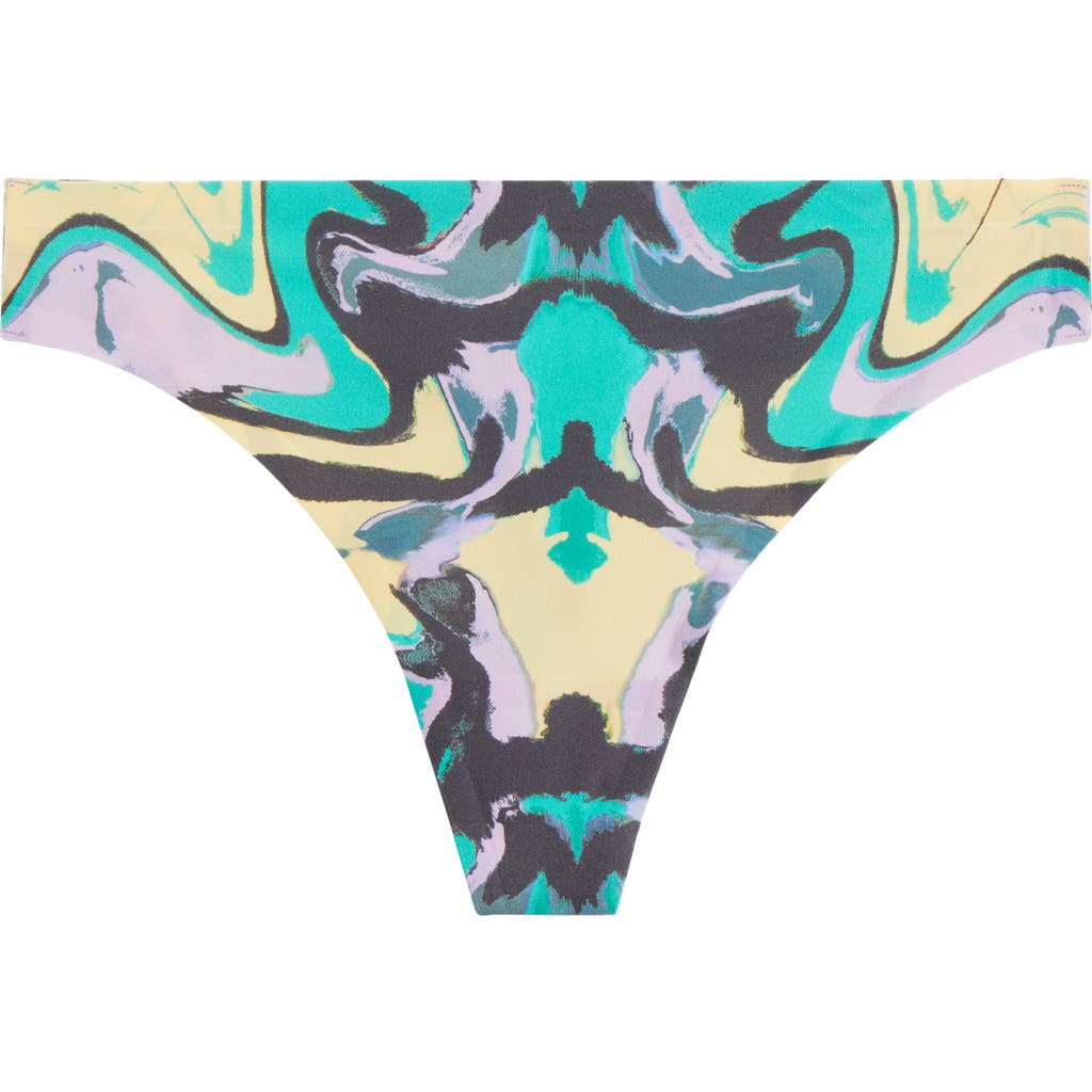 Shop Chantelle Lingerie Soft Stretch Thong In Chromatica Wave Print
