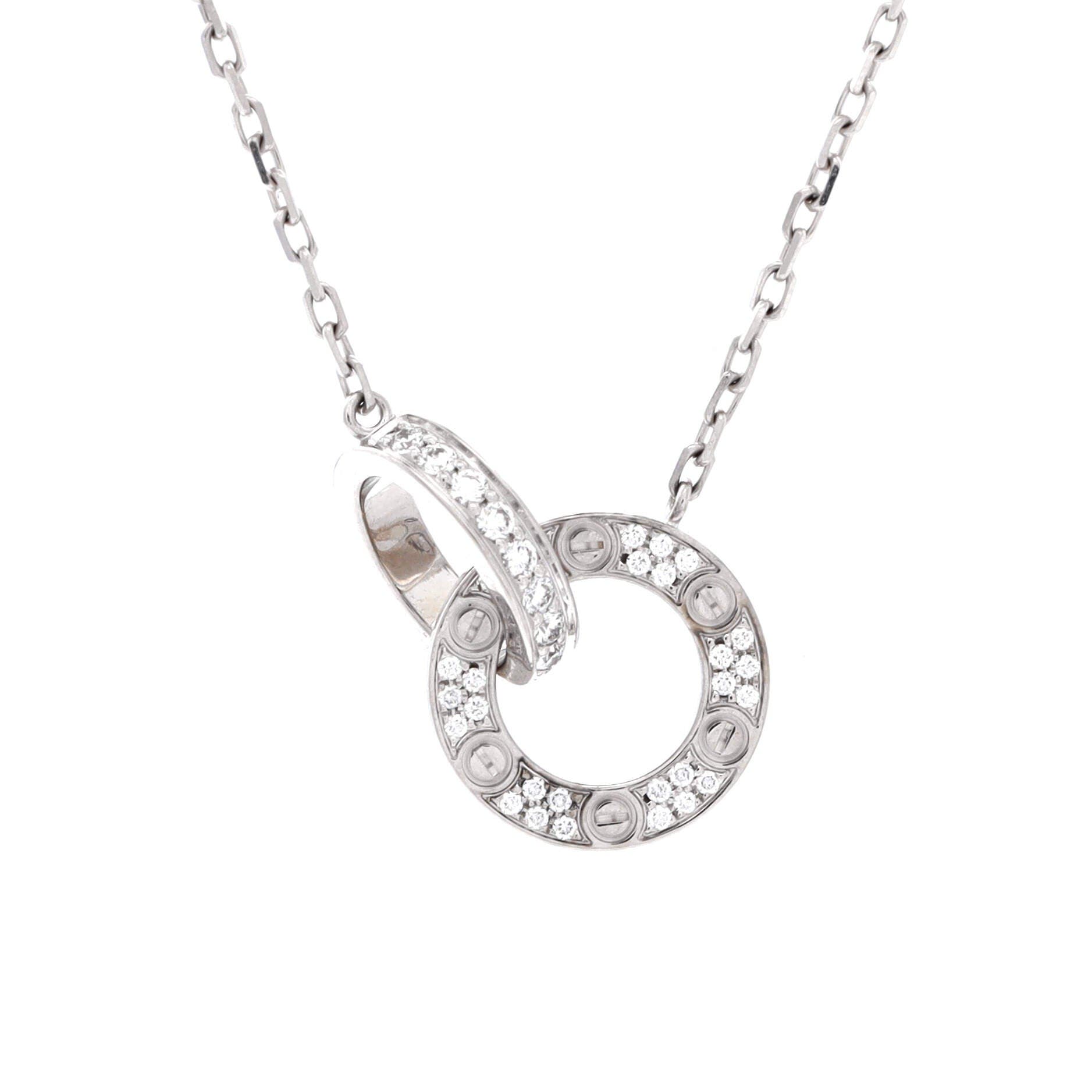Love Interlocking Pave Necklace 18K White Gold and Diamonds, Main, color, Metallic Gold