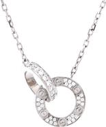 Pre-Owned Cartier Love Interlocking Pave Necklace 18K White Gold and Diamonds