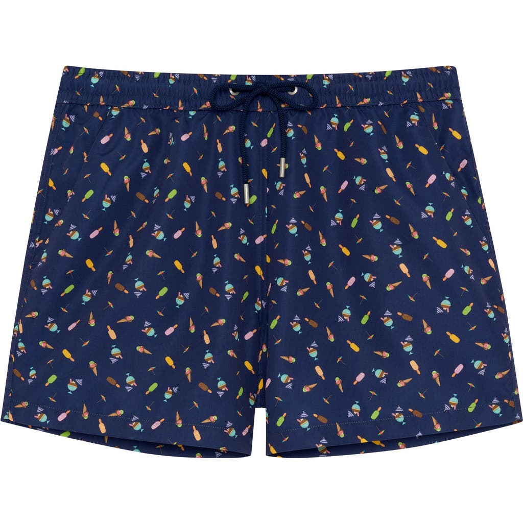 Hom Summer Beach Boxer In Navy Print