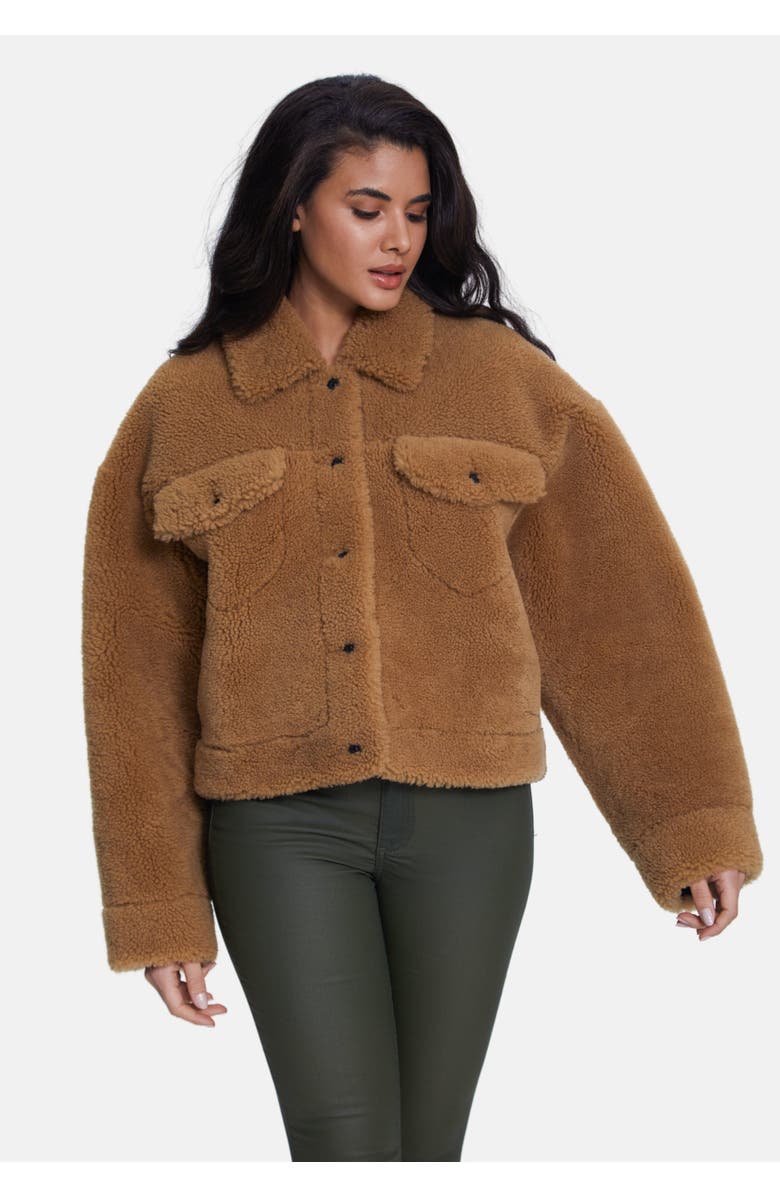 Furniq UK Louisa Teddy Jacket, Alternate, color, Brown