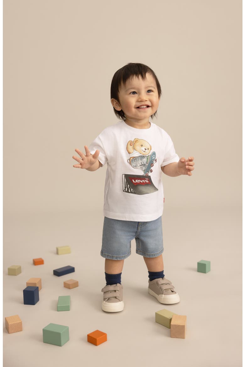 Skater Logo Graphic T-Shirt & Shorts Set, Alternate, color, BRIGHT WHITE