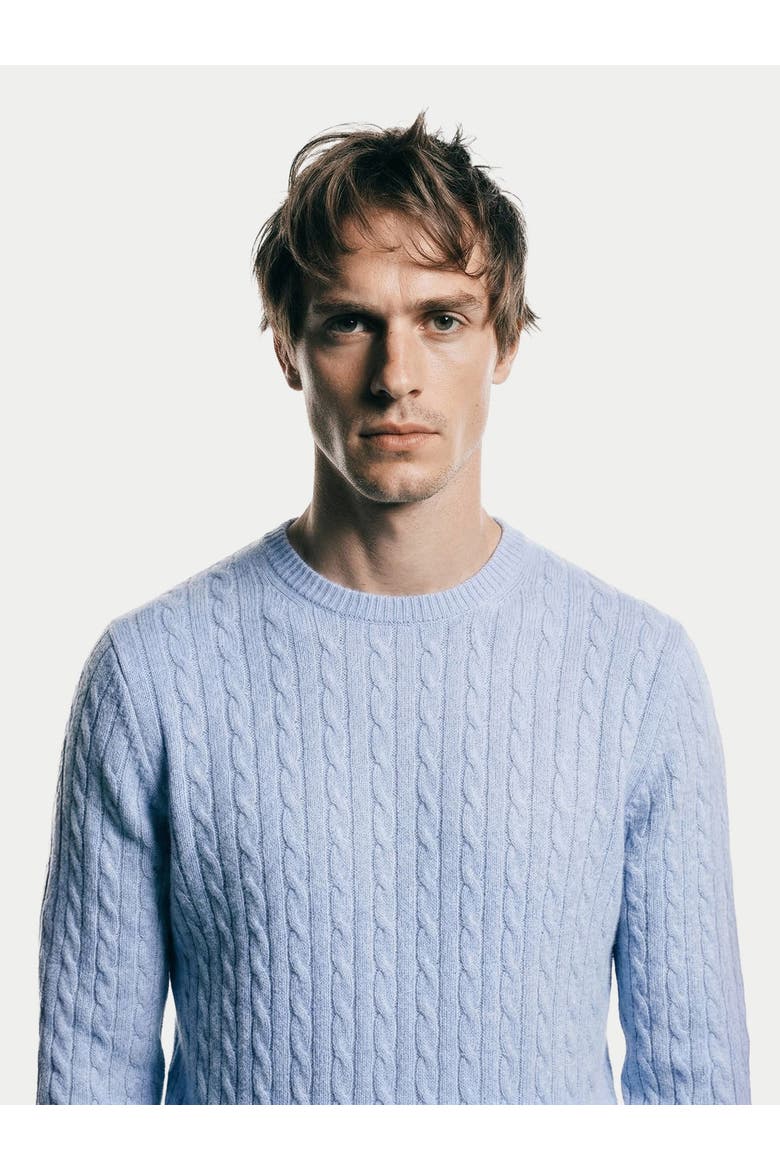 Cashmere Cable-Knit Sweater, Alternate, color, light-blue