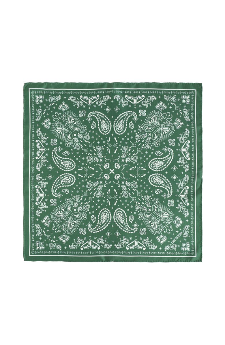Lost Pattern "Paisley" Silk Bandana Scarf, Main, color, Sagebrush Green