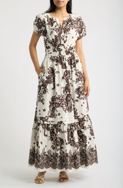 Puff Sleeve Cotton Maxi Dress