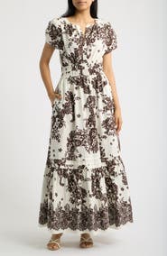 CeCe Puff Sleeve Cotton Maxi Dress