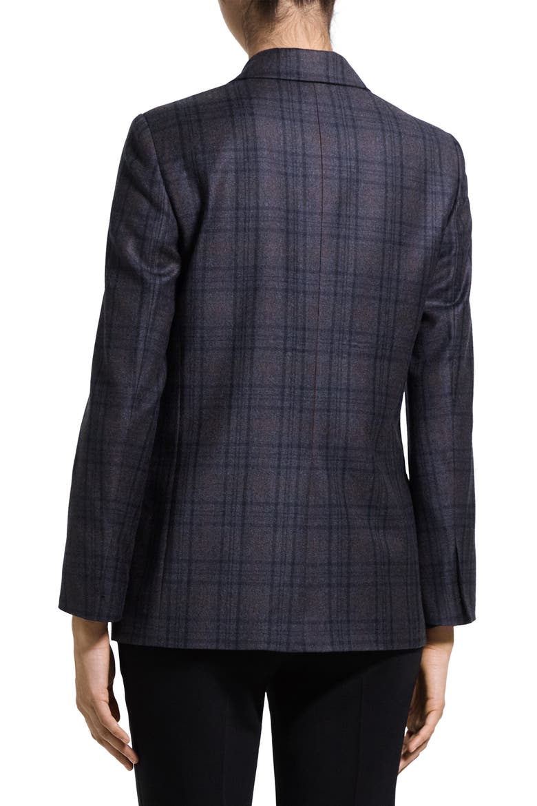 Classic Double Breasted Plaid Virgin Wool Blazer, Alternate, color, CHARCOAL MULTI - QDY