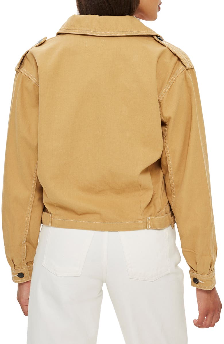 Topshop Topstitch Cotton Shacket, Alternate, color, 