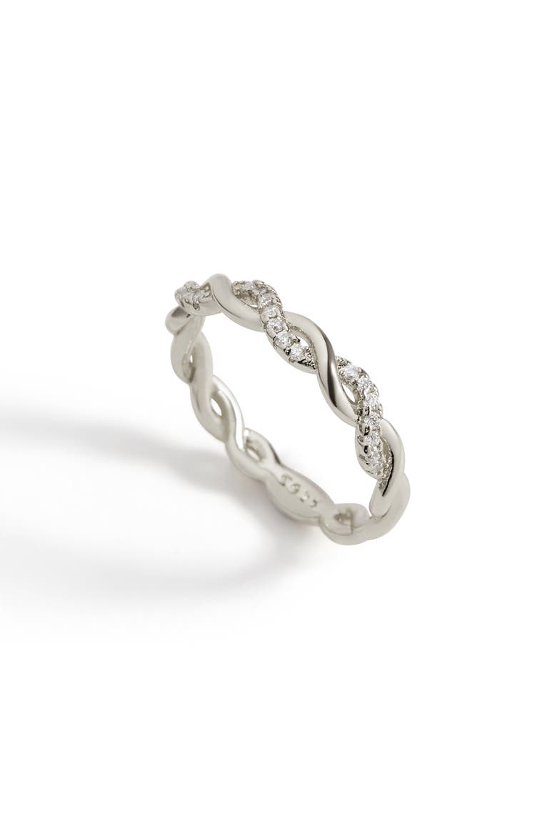 Dainty Pave Twist Stacking Ring, Main, color, 925 Sterling Silver