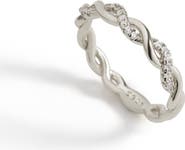 Mint & Lily Dainty Pave Twist Stacking Ring