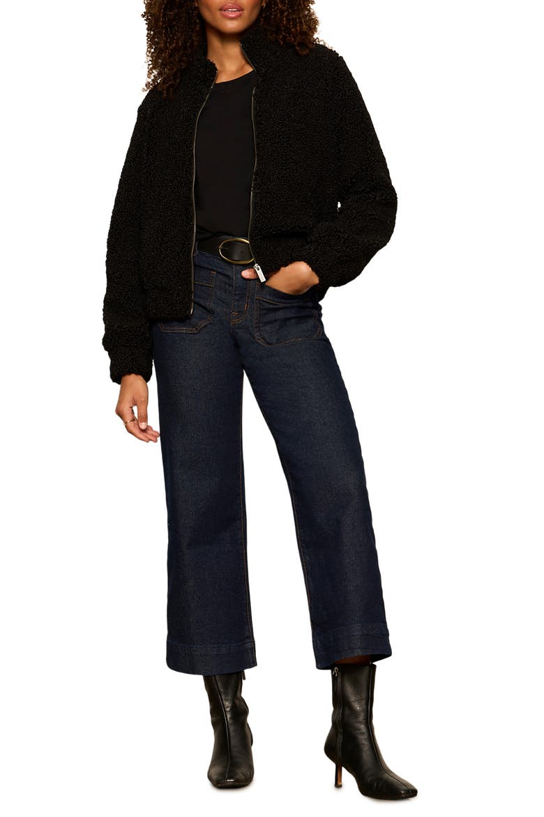 Cloud Nine Faux Fur Bomber Jacket, Alternate, color, BLACK