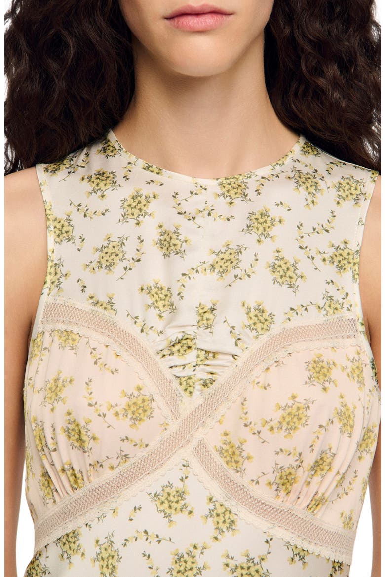 Flower print maxi dress, Alternate, color, Olive / ecru