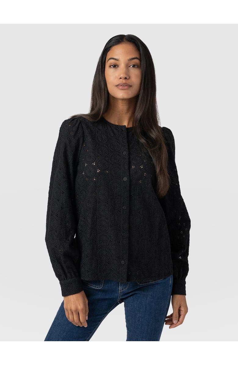 Saint + Sofia Tabitha Blouse, Main, color, Black Broderie