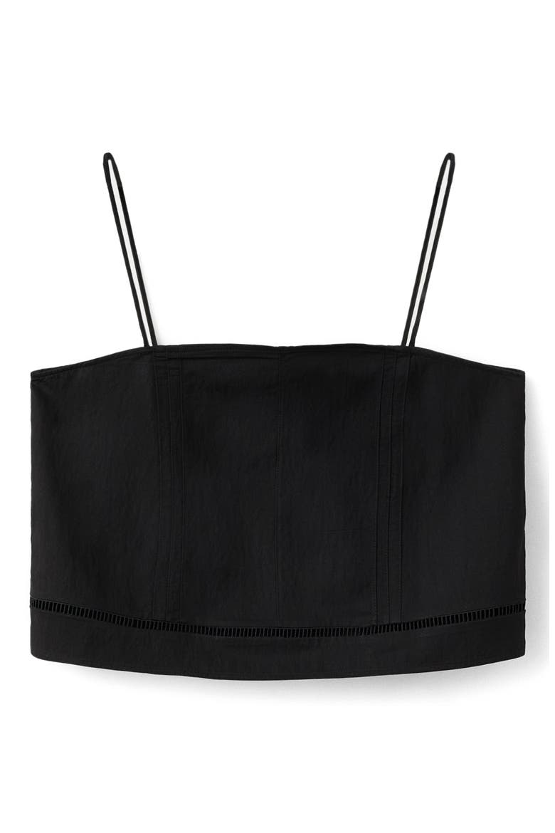 Cutwork Trim Crop Top, Alternate, color, BLACK