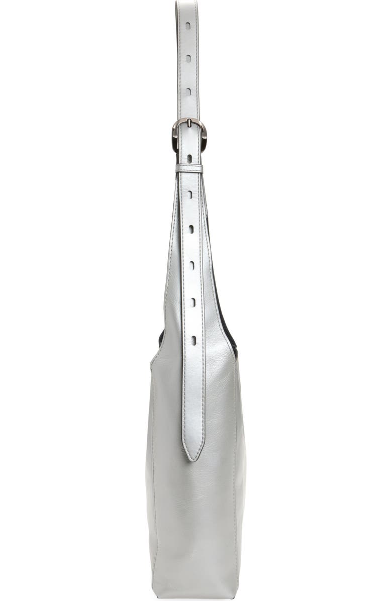 rag & bone Small Belize Metallic Leather Shopper Bag, Alternate, color, Silver