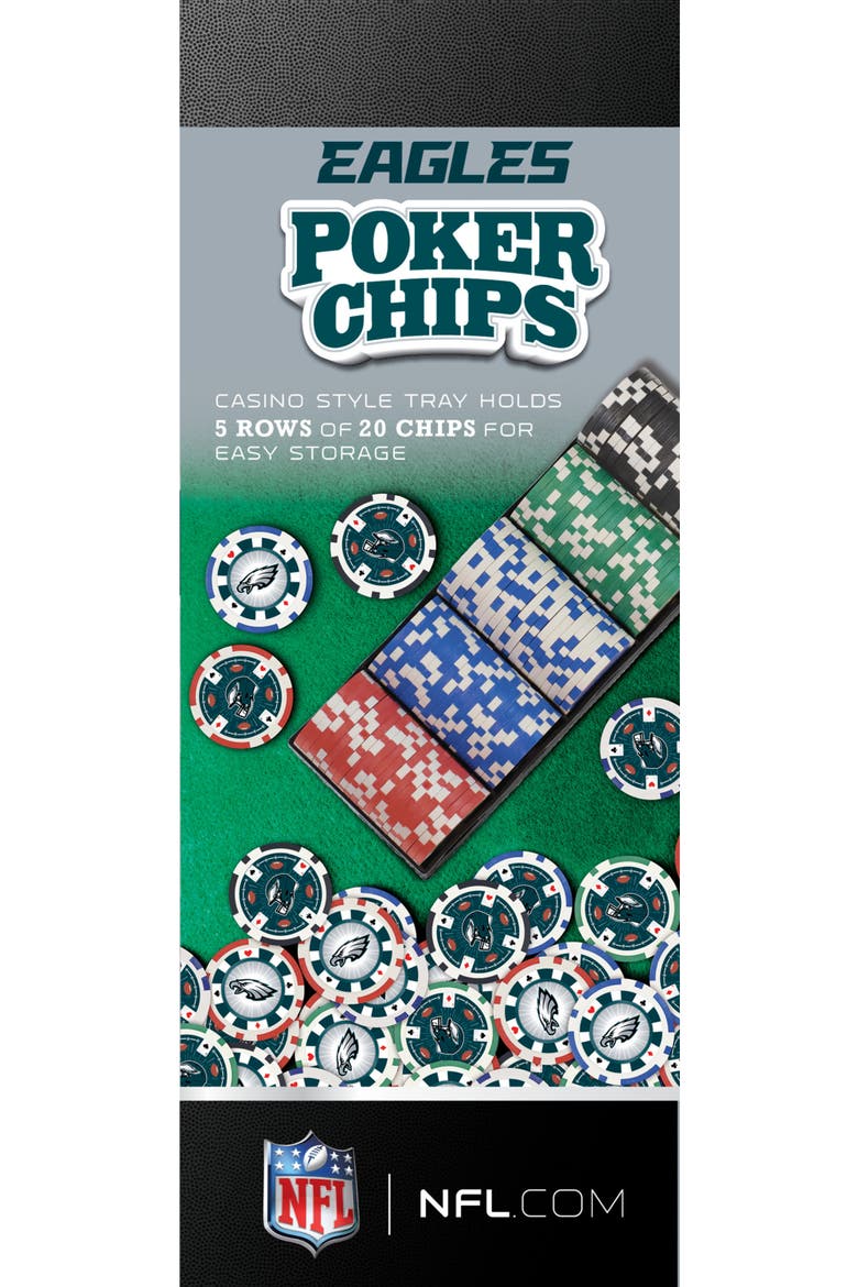 Philadelphia Eagles 100pc Poker Chips, Alternate, color, Multicolor