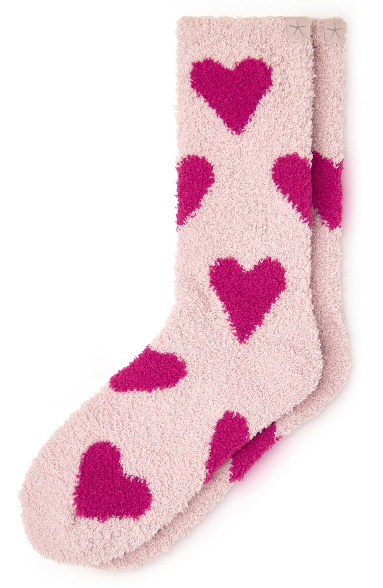 Barefoot Dreams<sup>®</sup> CozyChic<sup>®</sup> Heart Crew Socks, Main, color, Dusty Rose-Cherry