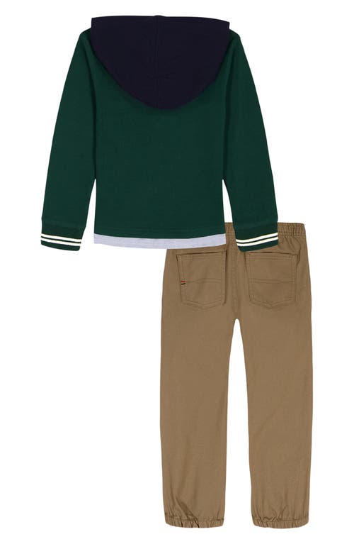 Tommy Hilfiger Kids' Hooded Henley & Joggers Set In Green