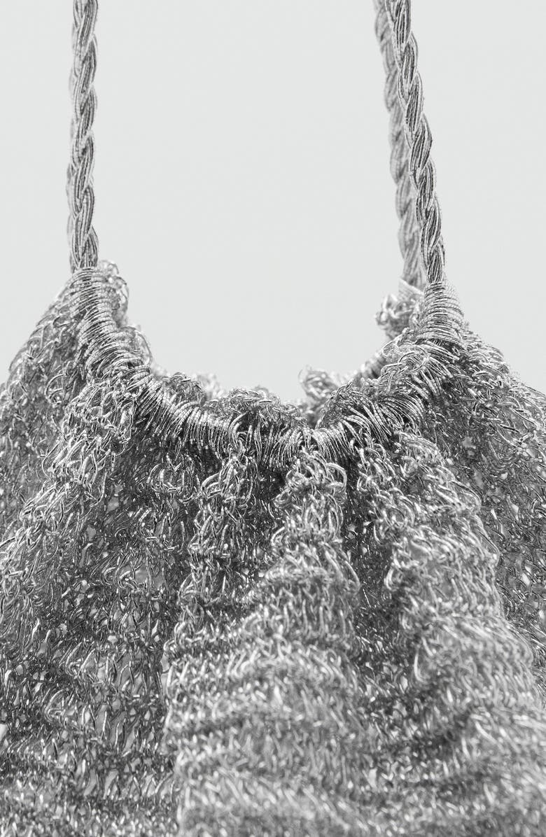 MANGO x Supriya Lele Metallic Sack Clutch, Alternate, color, Silver