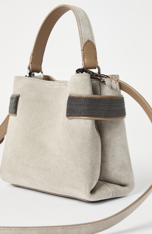 Brunello Cucinelli Small Suede Essence Top-handle Bag In Taupe