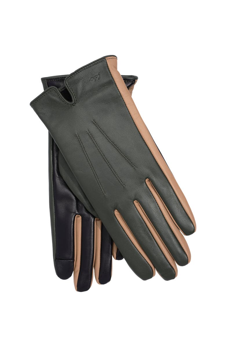 Echo Colorblock Leather Glove, Main, color, Forest Green