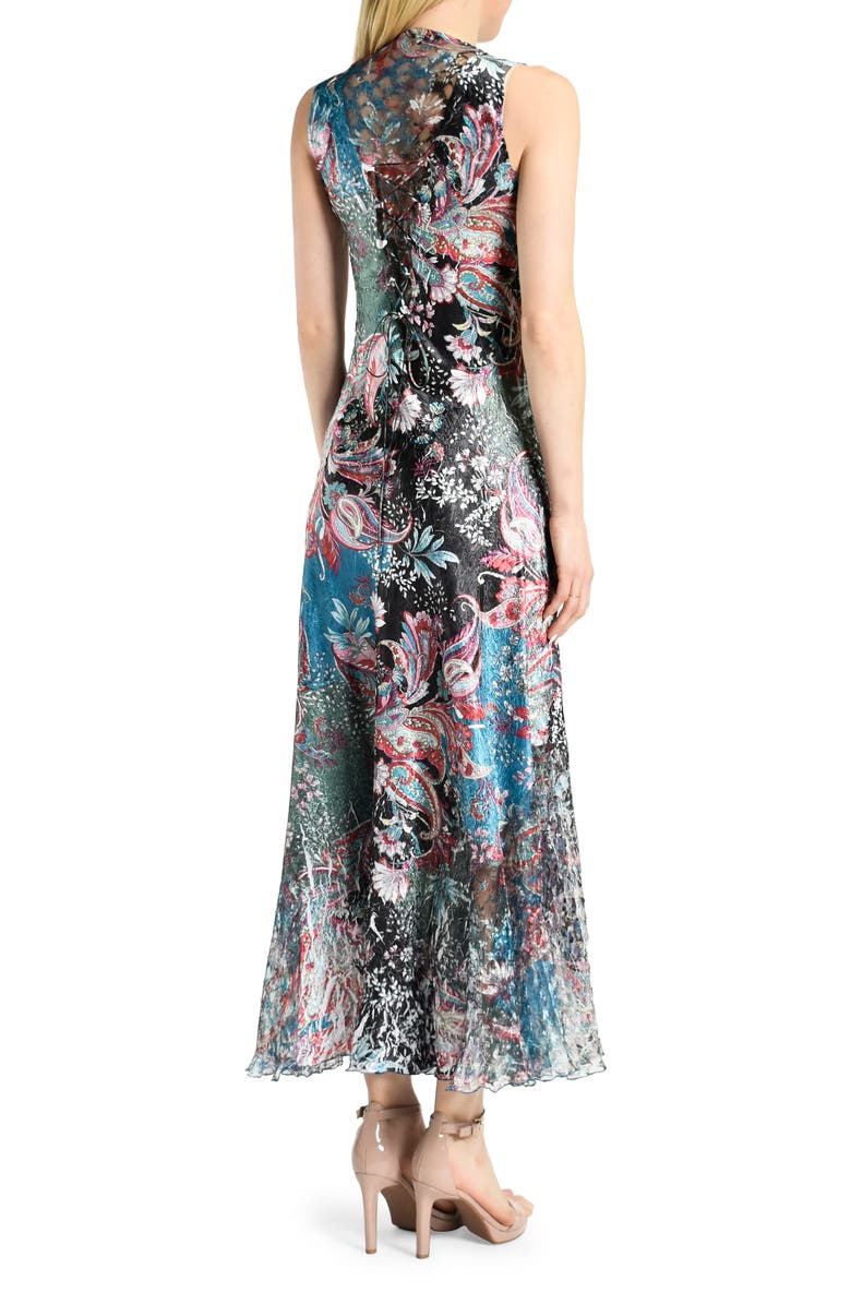 Komarov Lace-Up Back Charmeuse Dress, Alternate, color, 