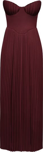 Marcella Strapless Pleated Georgette Gown