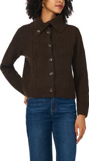 1.STATE Cable Knit Cardigan with Collar