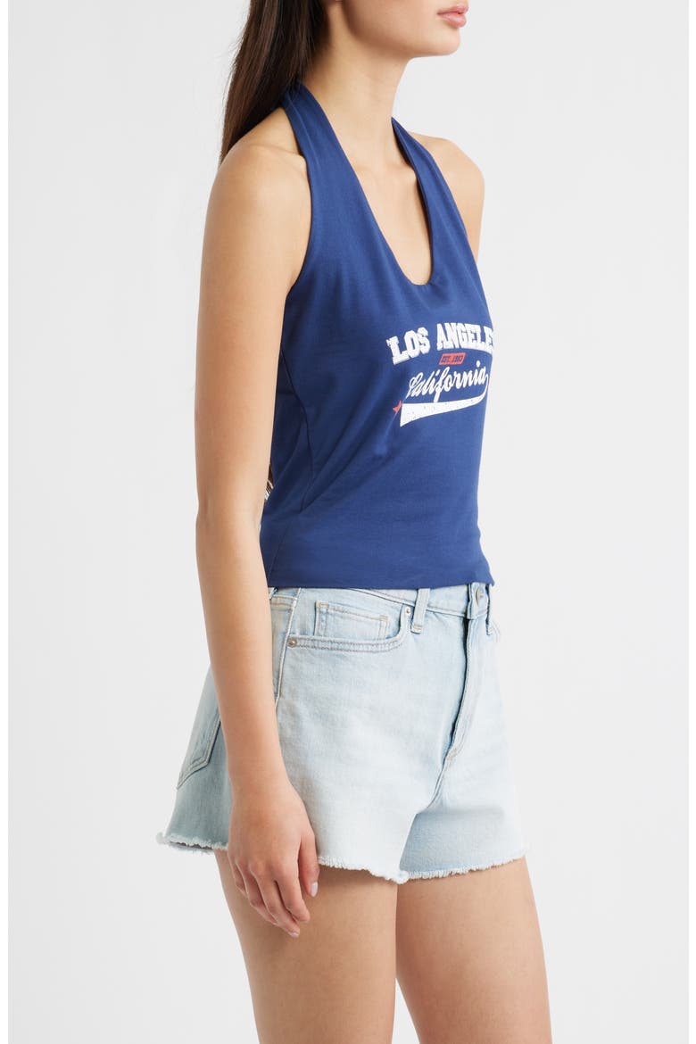 LA Cali Varsity Halter Cotton Top, Alternate, color, MEDIEVAL BLUE