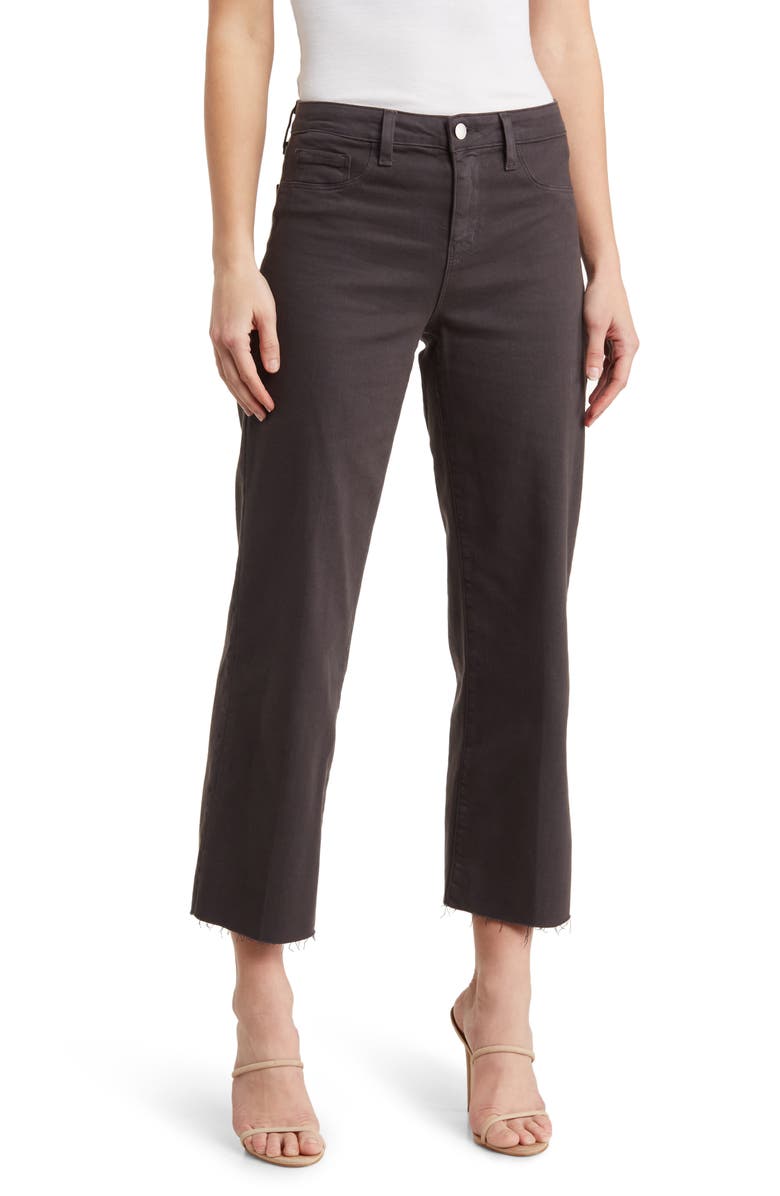 L'AGENCE Wanda High Waist Raw Hem Crop Wide Leg Jeans, Main, color, 