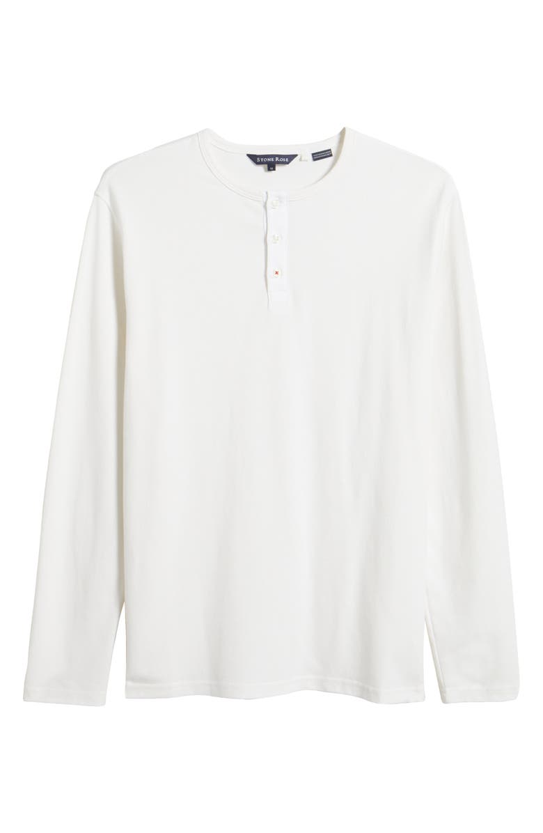 Stone Rose Cotton Blend Slub Piqué Henley, Alternate, color, White