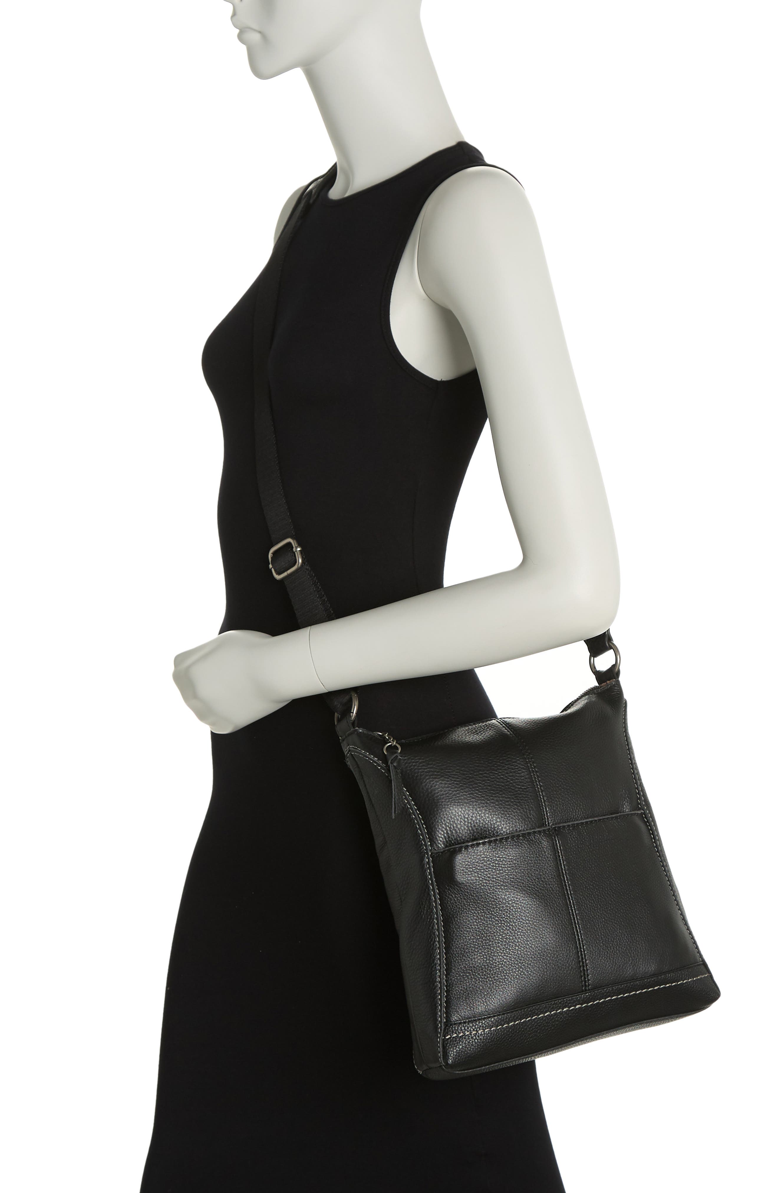 Lucia Crossbody Leather Bag, Alternate, color, Black