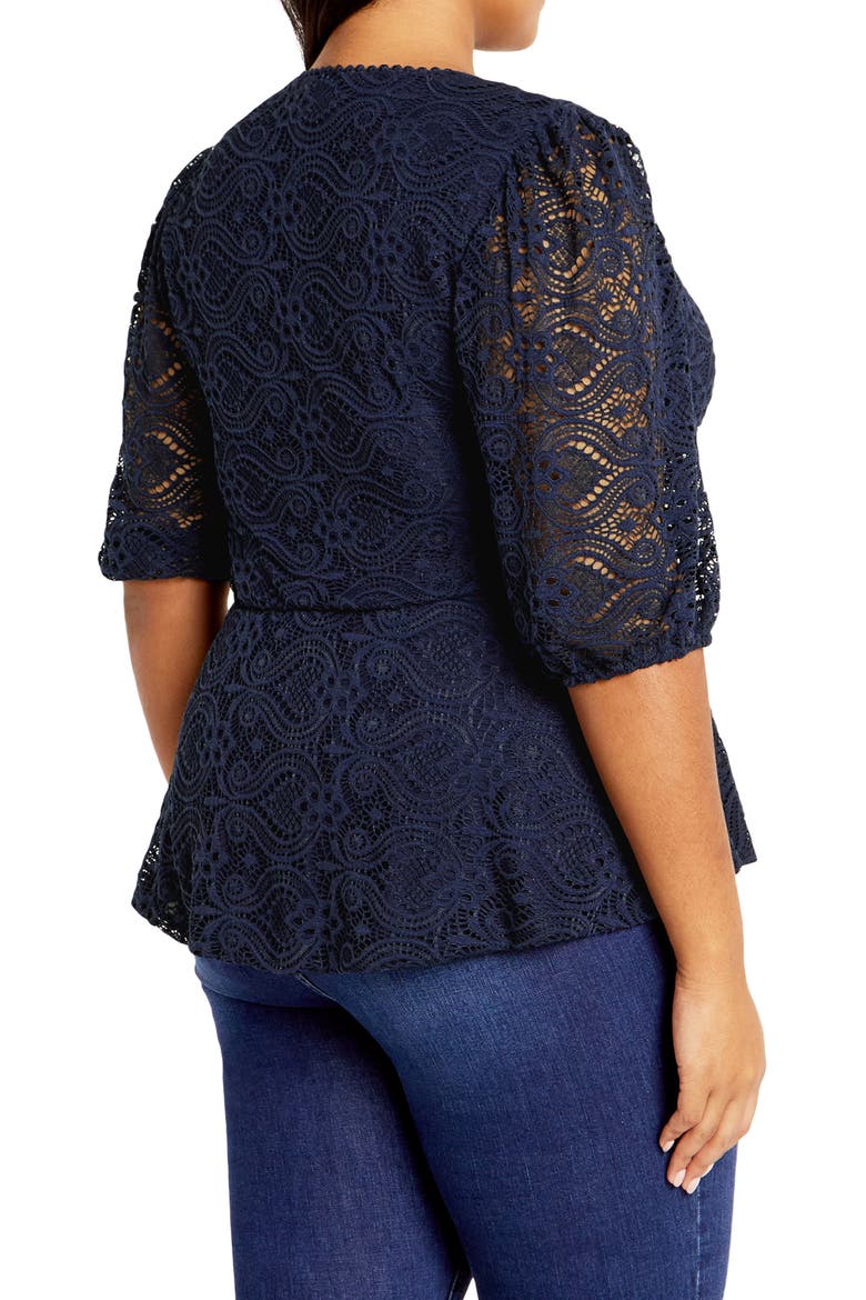 Christa Lace Peplum Top, Alternate, color, NAVY