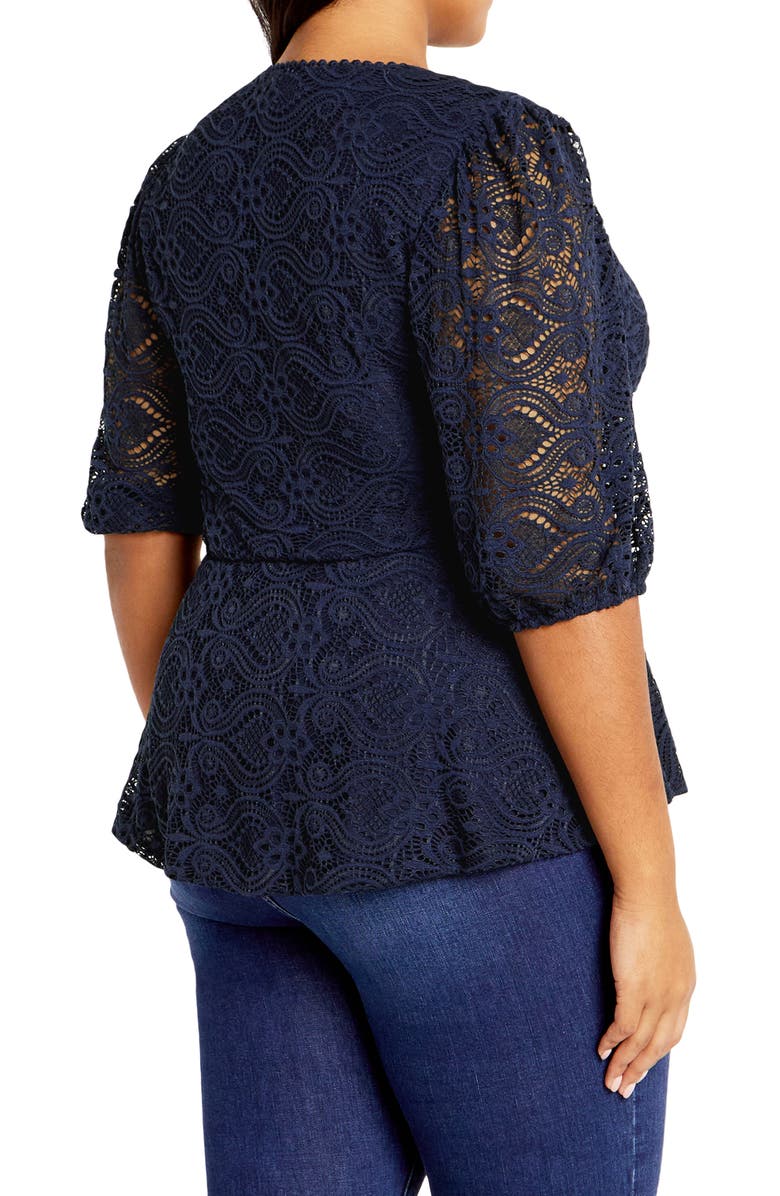 City Chic Christa Lace Peplum Top, Alternate, color, 