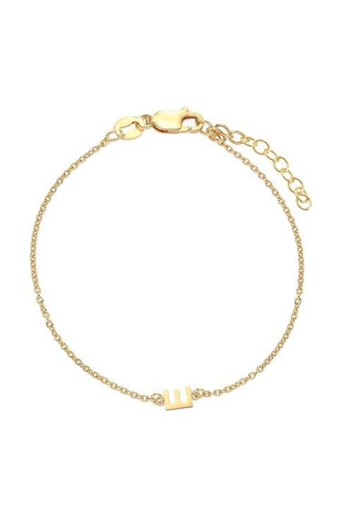 Inez Initial Bracelet/Anklet in 18K Gold Plated Sterling Silver