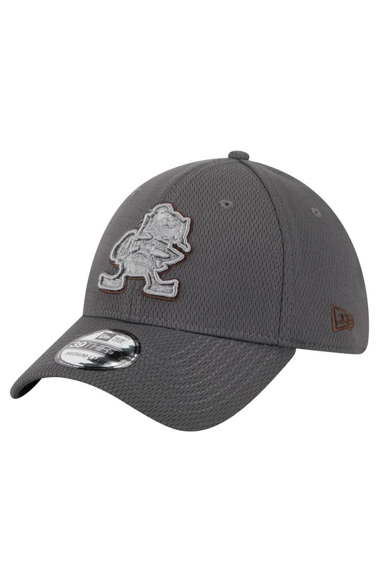 New Era Men's New Era Graphite Cleveland Browns Throwback Logo Main 39THIRTY Flex Hat, Alternate, color, 