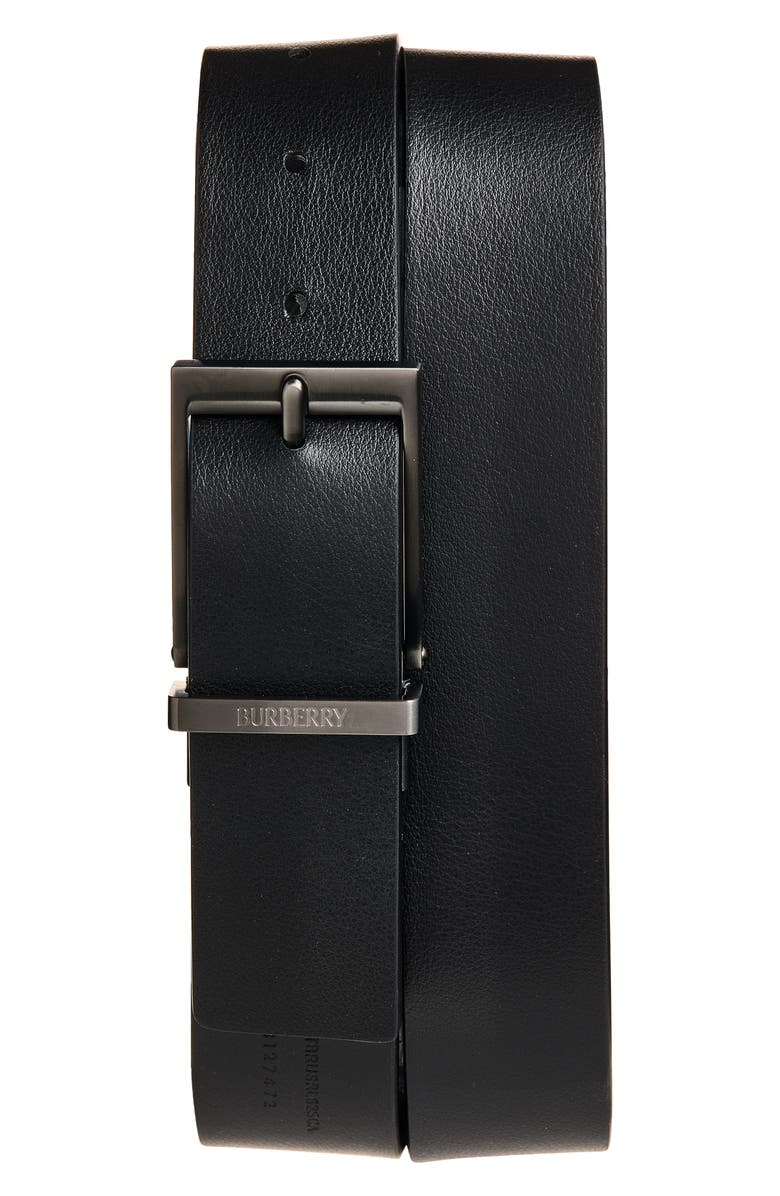 Burberry Louis Reversible Check Belt, Alternate, color, Iron/ Black/ Graphite