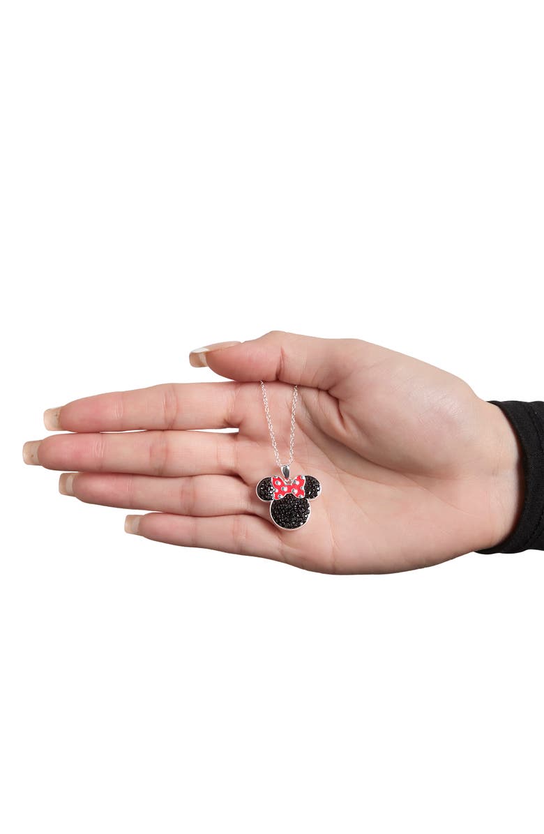 Disney Red Bow Pendant Necklace, Alternate, color, Silver/Black/Red