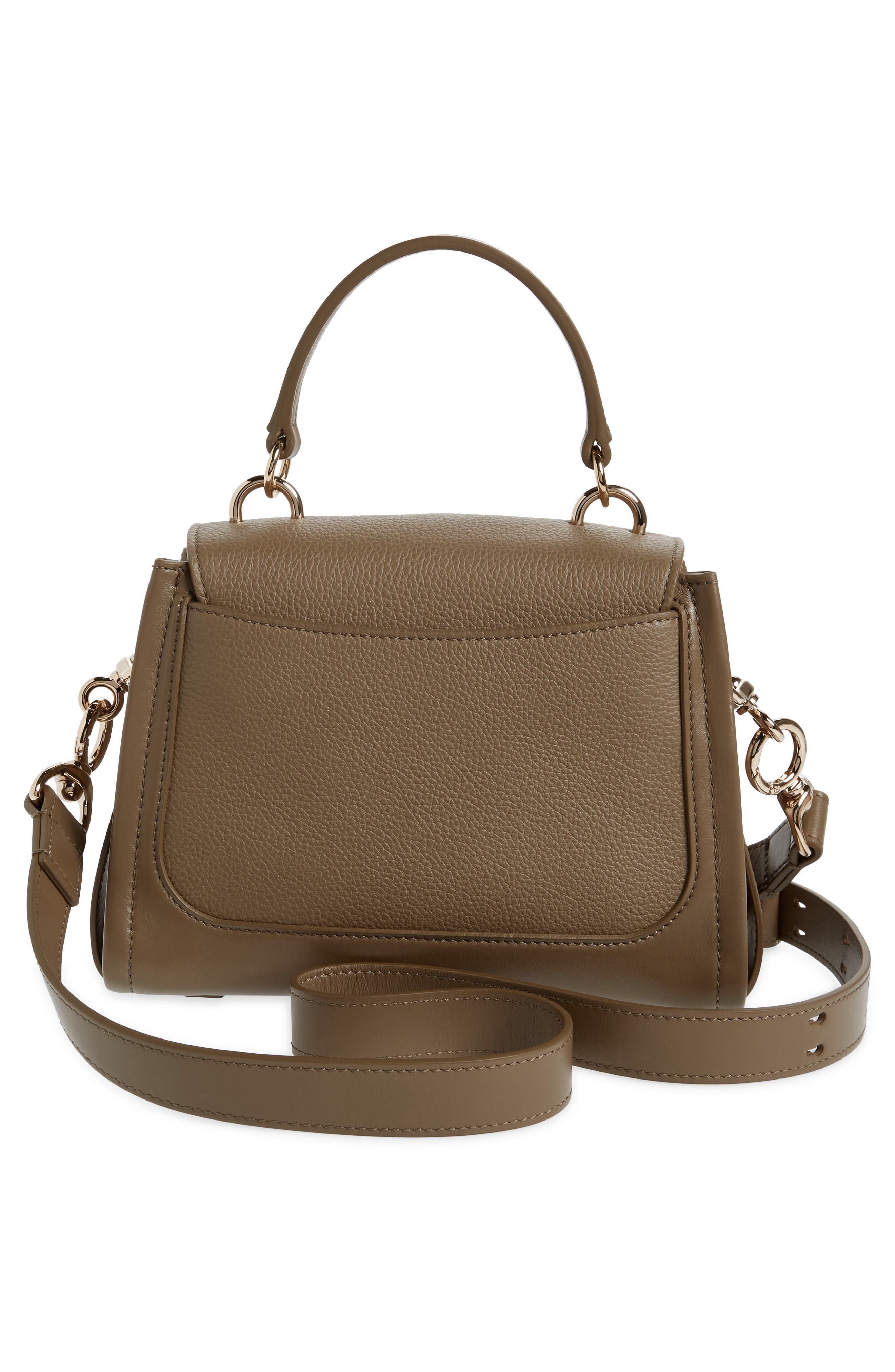 Mini Tess Leather & Suede Top Handle Bag, Alternate, color, DEEP KHAKI