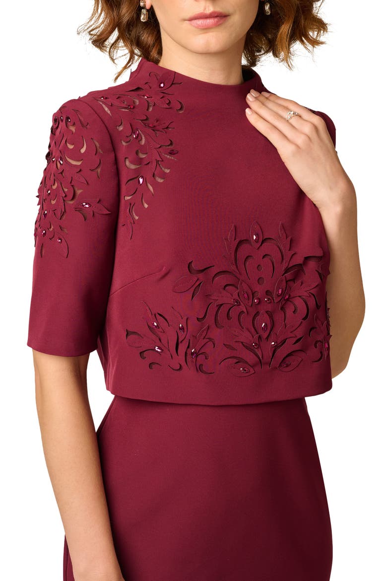 Cutout Stretch Crepe Popover Sheath Dress, Alternate, color, MAHOGANY