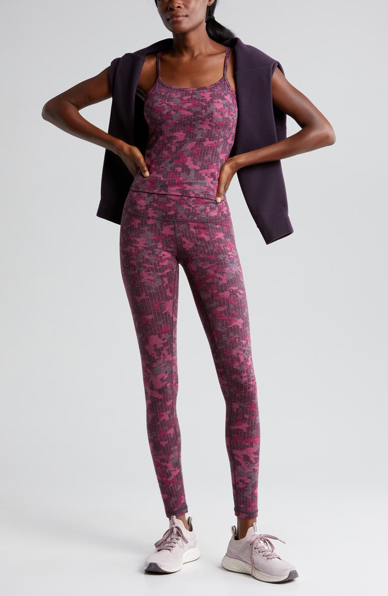 Zella Jacquard Support Active Tank, Alternate, color, Pink Bright Camo Jacquard