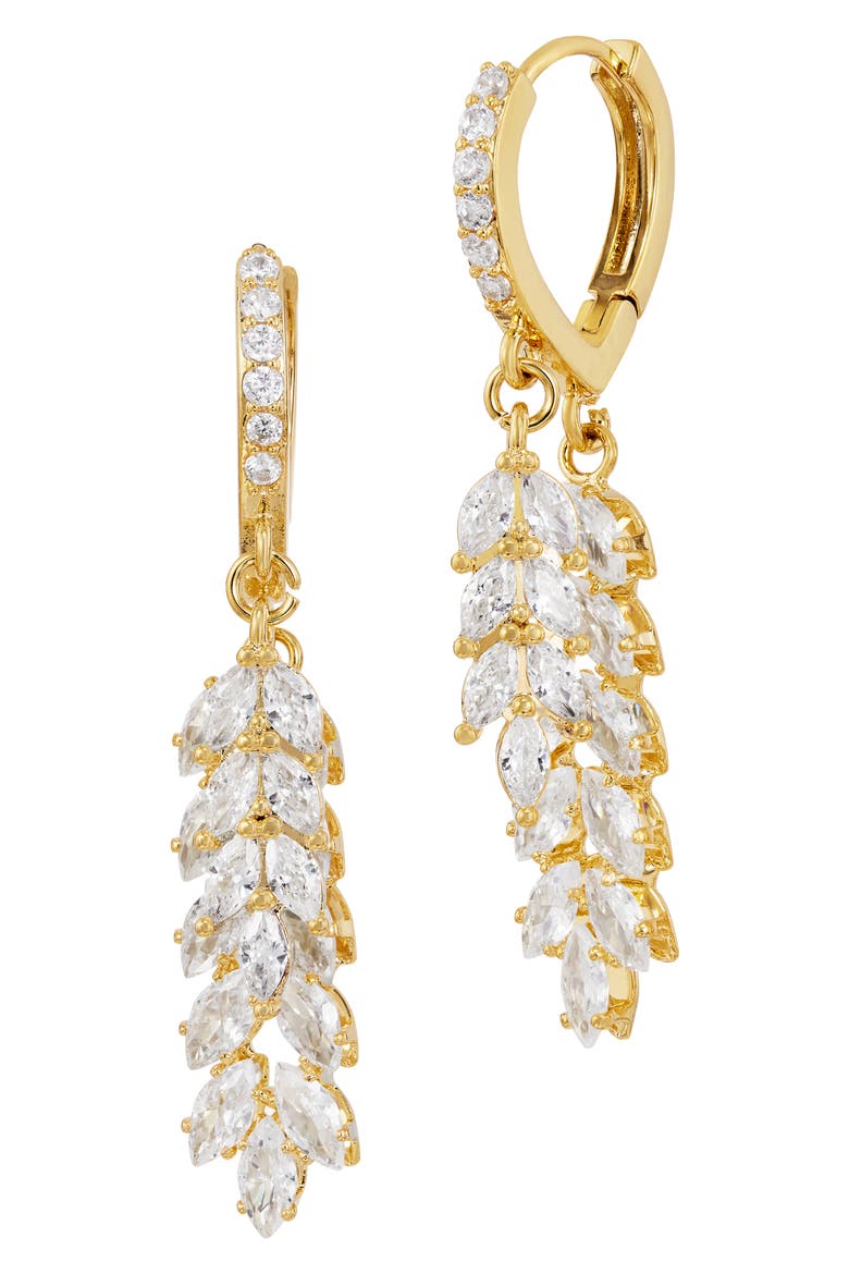 Marquis Cubic Zirconia Drop Earrings, Main, color, YELLOW GOLD