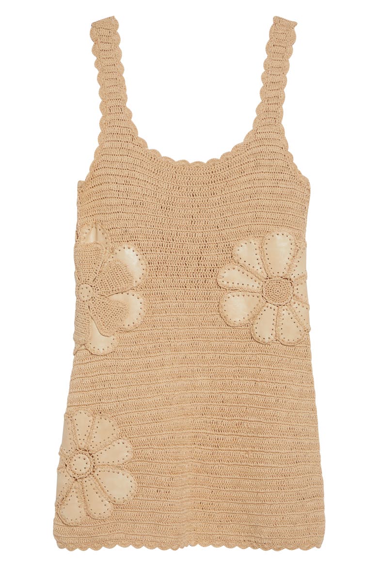 Cara Floral Cotton Crochet Minidress, Alternate, color, SANDSTONE