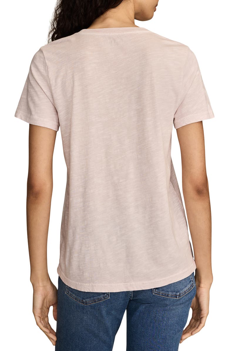 Lucky Brand Floral Embroidery Lucky Heart Classic Crewneck Cotton Graphi T-Shirt, Alternate, color, Mauve Chalk