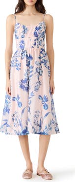 Steve Madden Talita Floral Faux Pearl Detail Midi Dress
