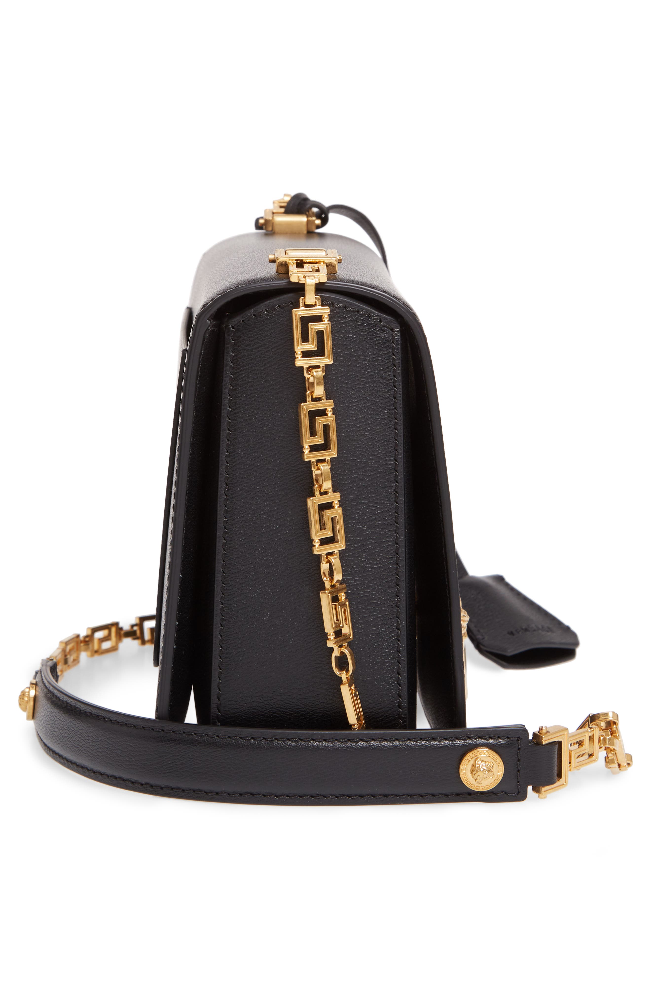 Versace Medium Icon Leather Shoulder Bag, Alternate, color, 