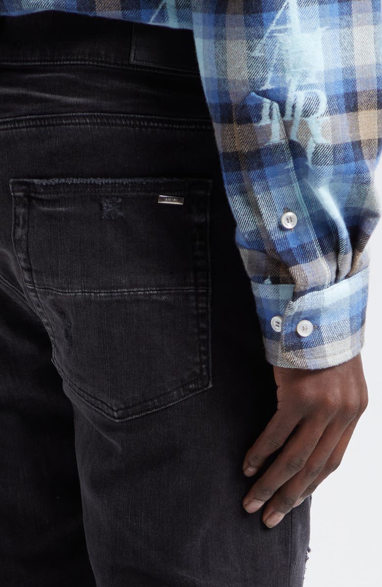 AMIRI MX1 Plaid Ripped & Patched Stretch Skinny Jeans, Alternate, color,