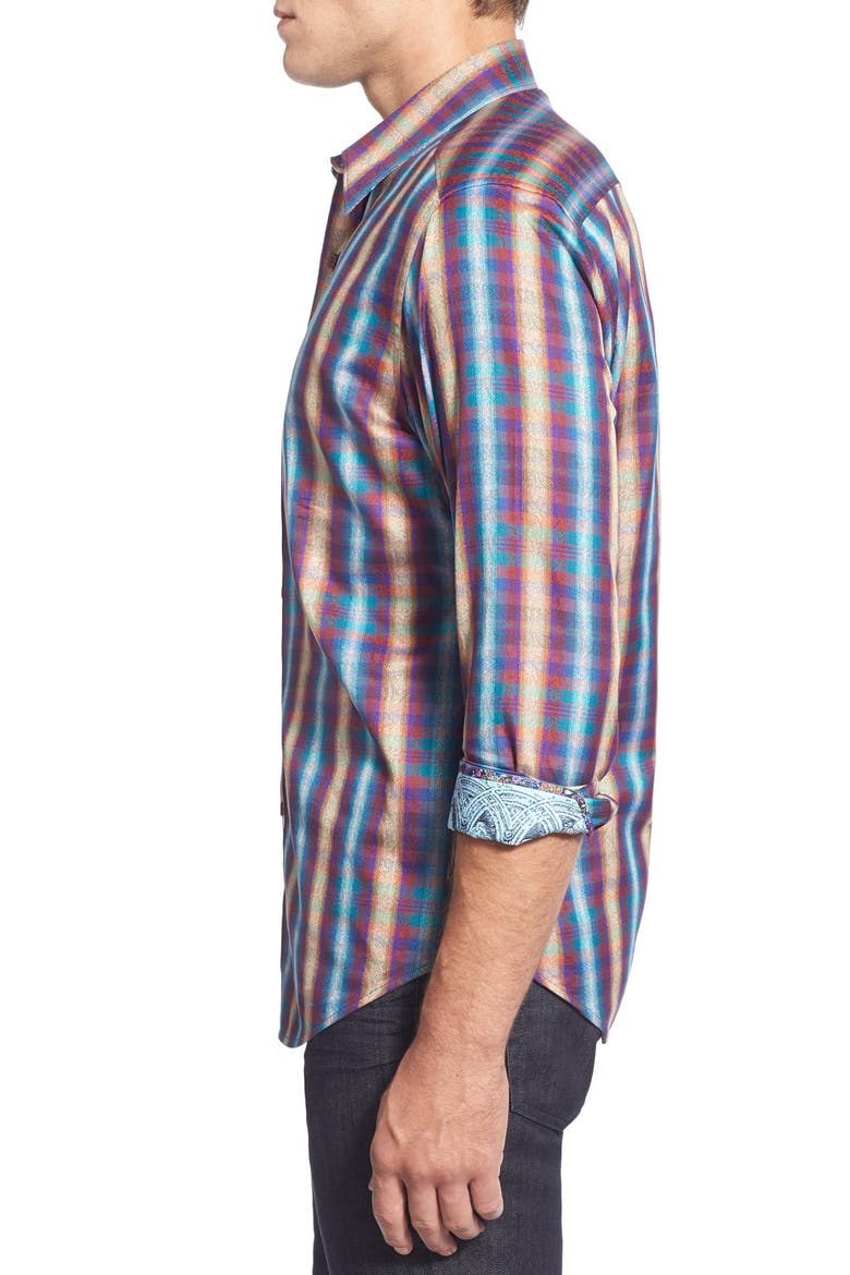'Chiswick' Classic Fit Plaid & Paisley Sport Shirt, Alternate, color, TEAL